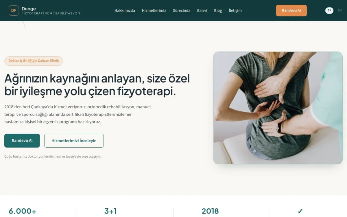 Denge Fizyoterapi — Klinik sitesi (Oreras üretimi)